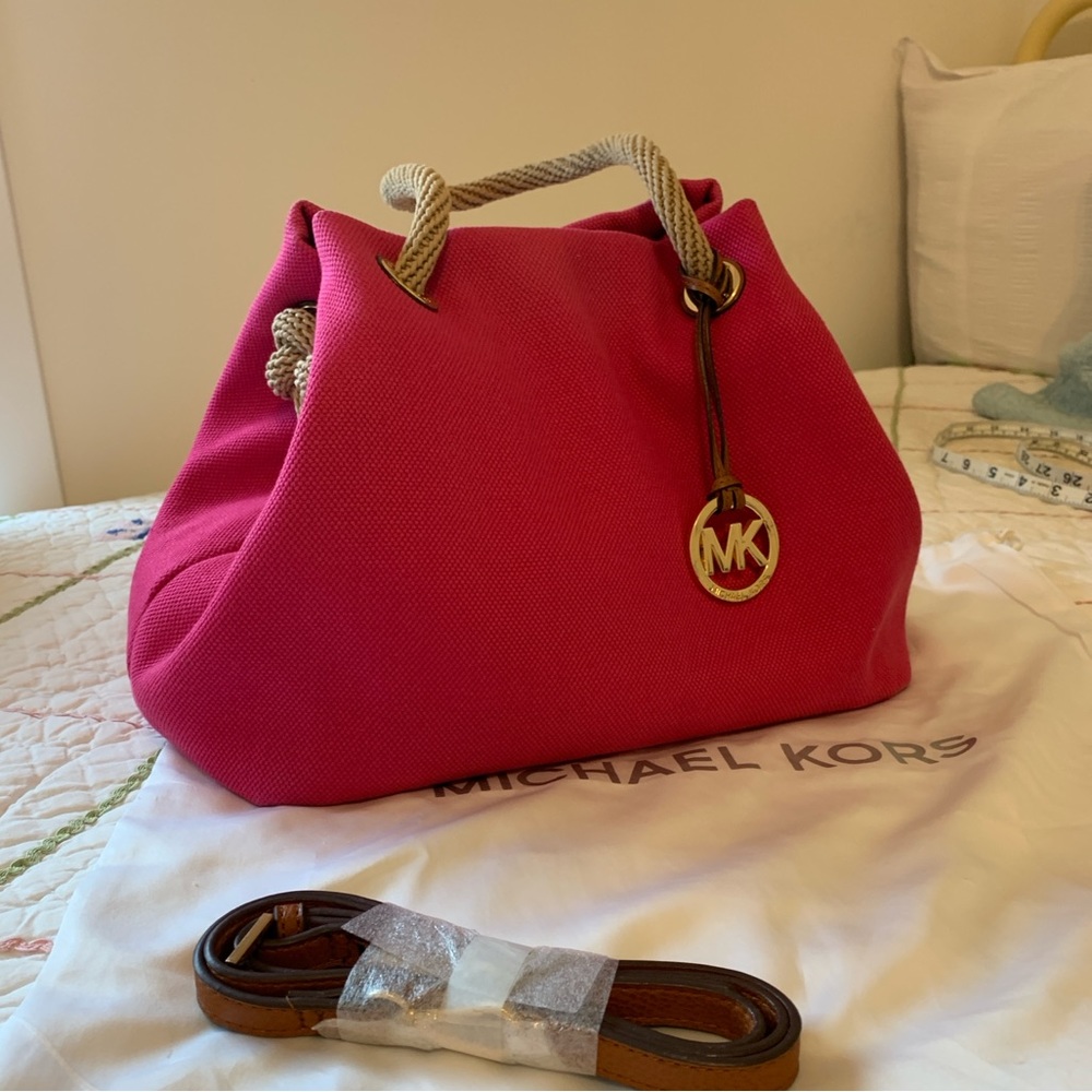 Michael Kors Pink Canvas Tote w/ Rope Handles